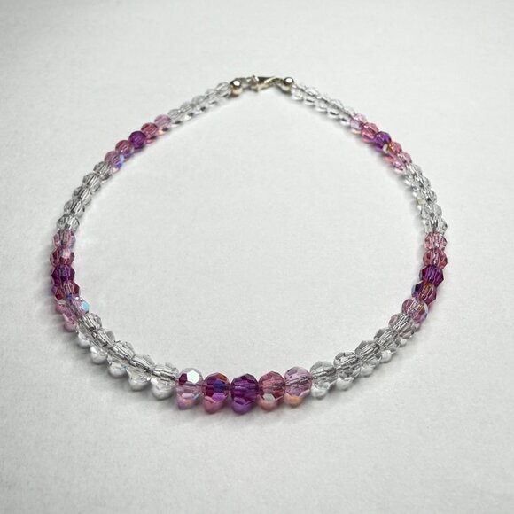 Pink Round Crystal Anklet Bracelet | Elegant Sparkle | Handcrafted - Picture 4 of 5